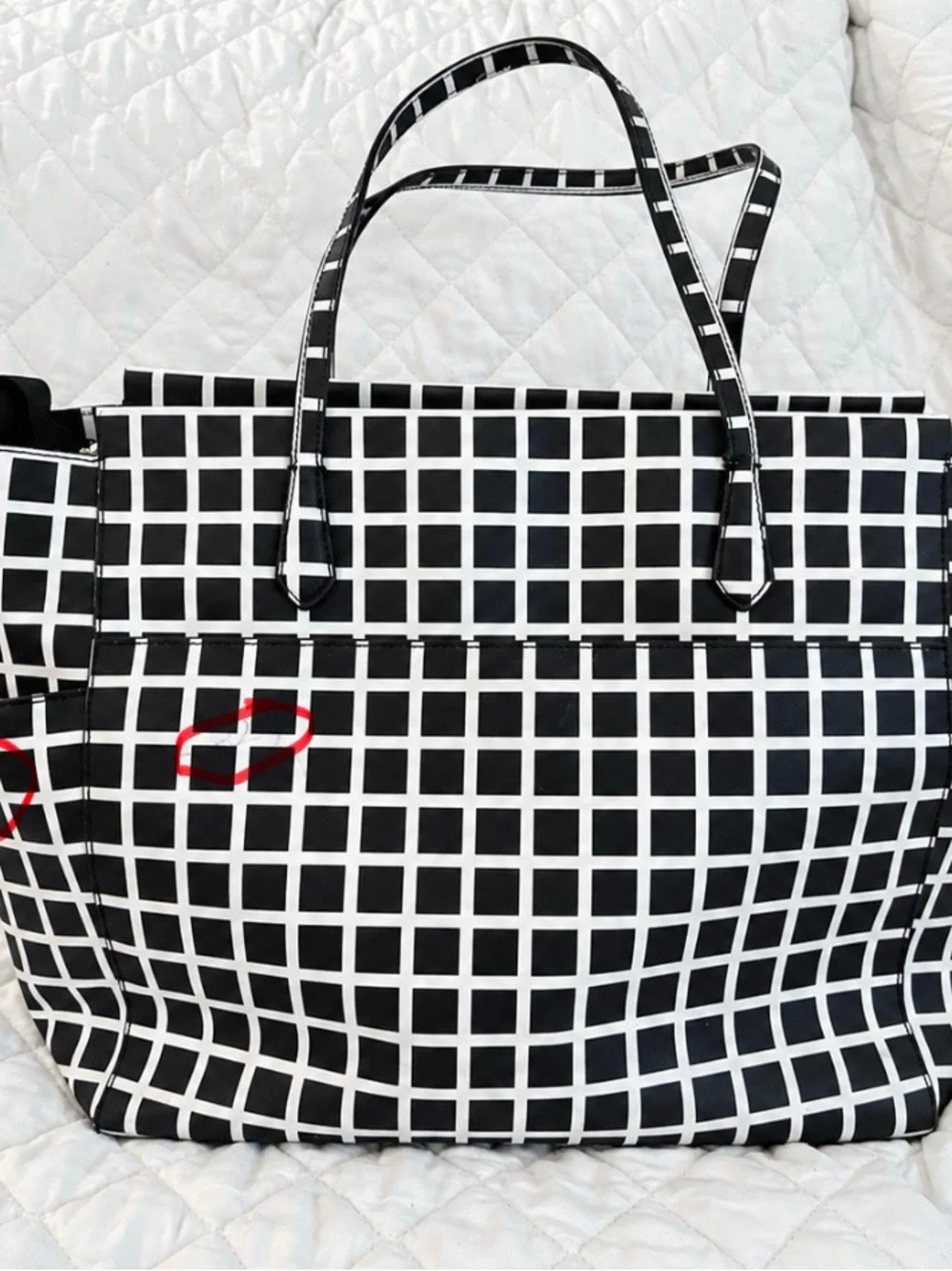 kate spade Black and White Grid Print Tote